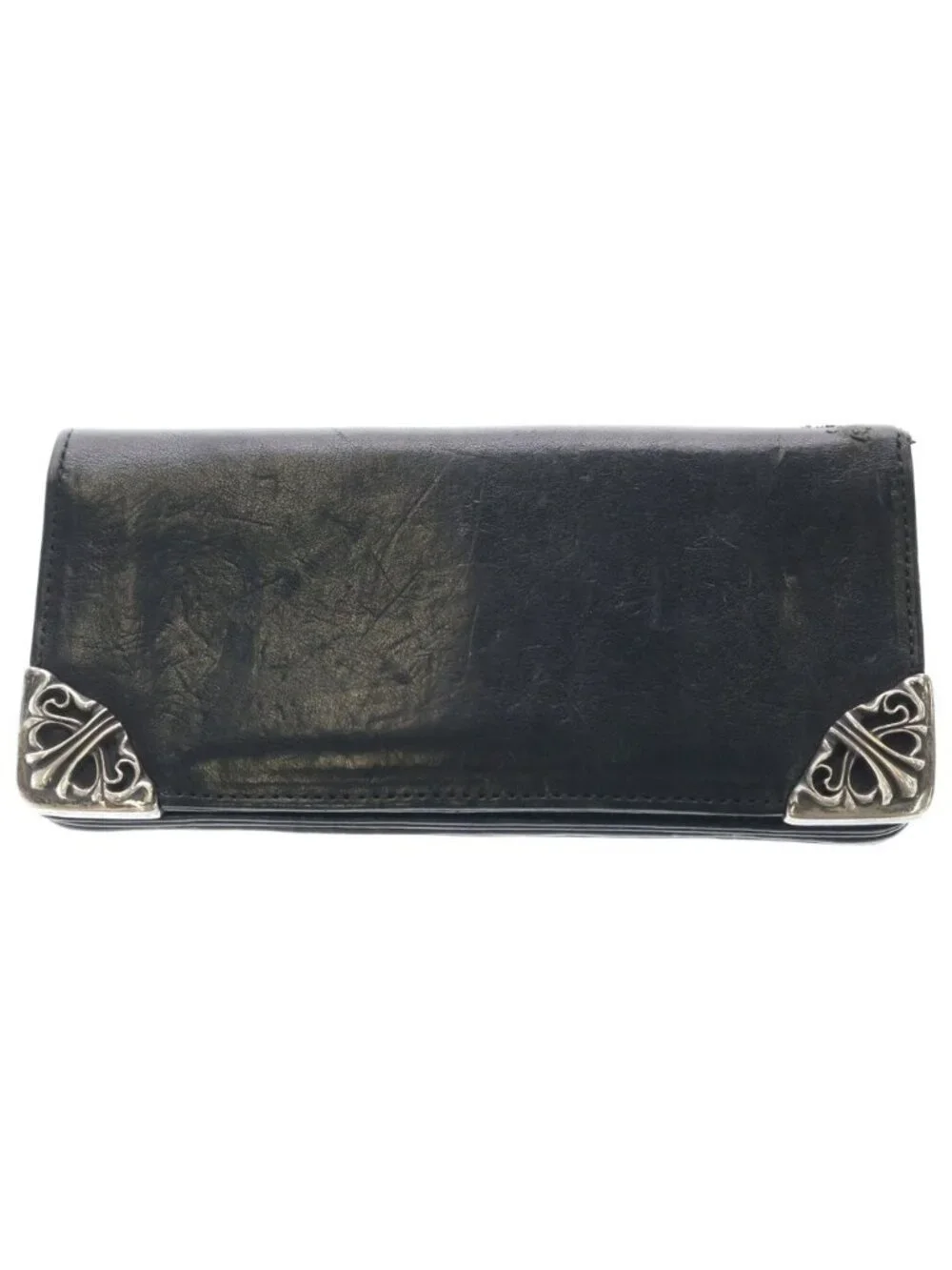Chrome Hearts Lng Sngl Fld Tips Single Fold Leather Wallet Black